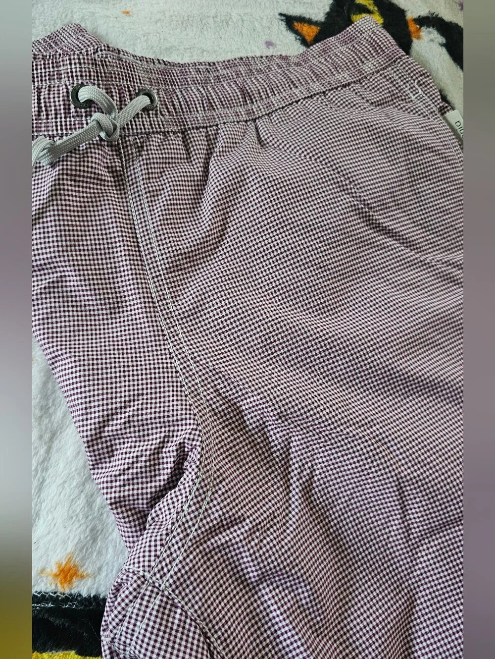 NWT Boys Onia Gingham Elastic Drawstring Charlie Swim Trunks Sz 14